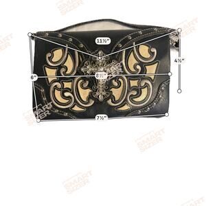 Western Style Rhinestone Cross Embroidery Floral Wallet Purse